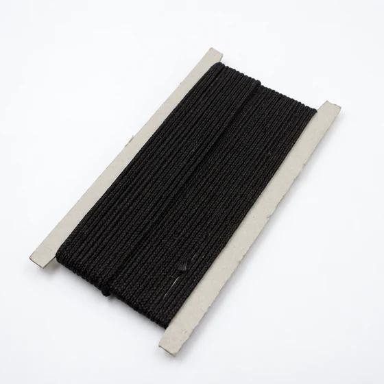 2 mm Black Narrow Braided Cord Trim — Sample card