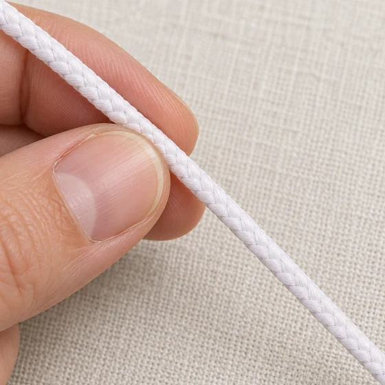 4 mm Bright White Chevron Choti Braided Trim — In hand