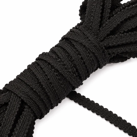 4 mm Black Braided Trim with Picot Edges — Binding detail
