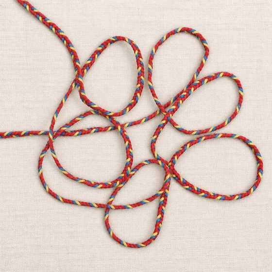 6 mm Bright Red, Blue and Yellow Choti Braided Trim — Alternate layout