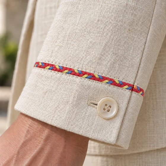 6 mm Bright Red, Blue and Yellow Choti Braided Trim — Garment edging idea