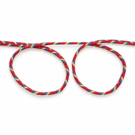 6 mm Bright Red, Blue and Yellow Choti Braided Trim — Loose loops