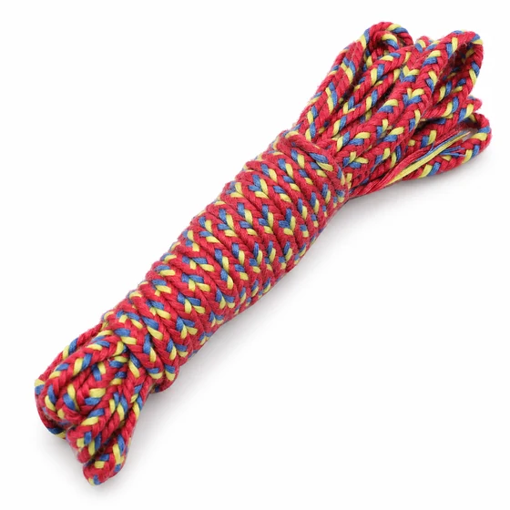 6 mm Bright Red, Blue and Yellow Choti Braided Trim — Sample hank