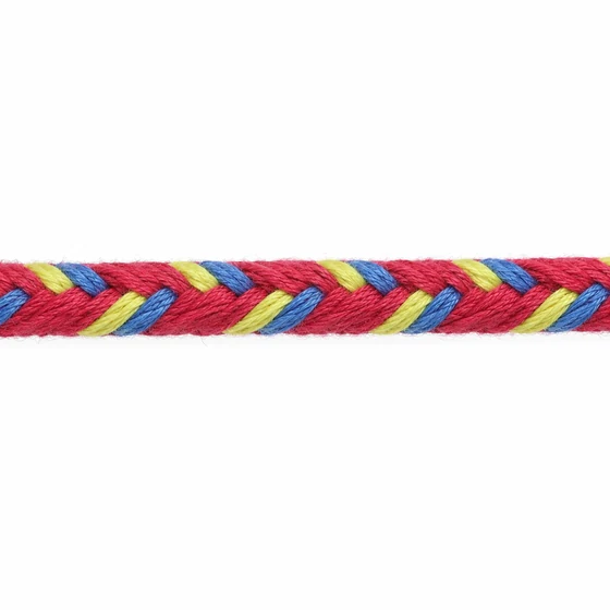 6 mm Bright Red, Blue and Yellow Choti Braided Trim — Material close-up