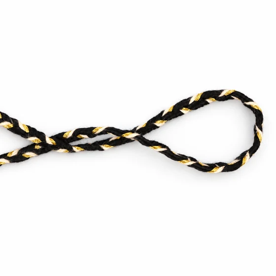 4 mm Black, Gold and Cream Choti Dori Braided Trim — Alternate loop