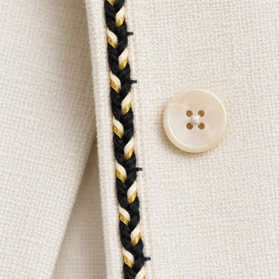 4 mm Black, Gold and Cream Choti Dori Braided Trim — Garment edging idea