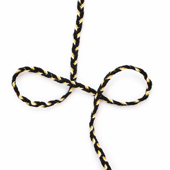 4 mm Black, Gold and Cream Choti Dori Braided Trim — Loose loops
