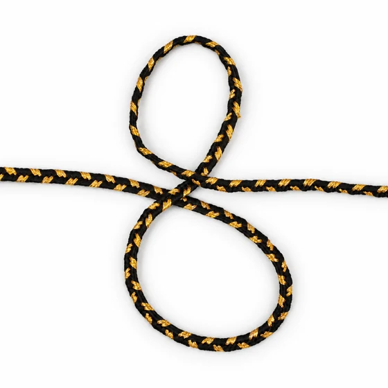 4 mm Black Fine Choti Braided Trim with Gold Flecks — Alternate loops
