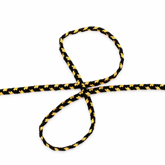 4 mm Black Fine Choti Braided Trim with Gold Flecks — Loose loops