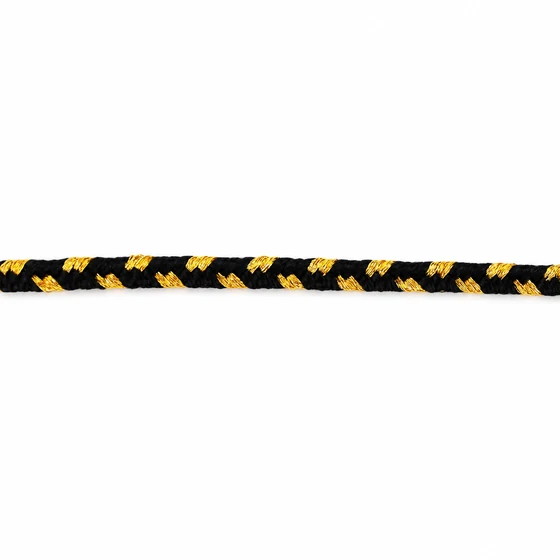 4 mm Black Fine Choti Braided Trim with Gold Flecks — Material close-up