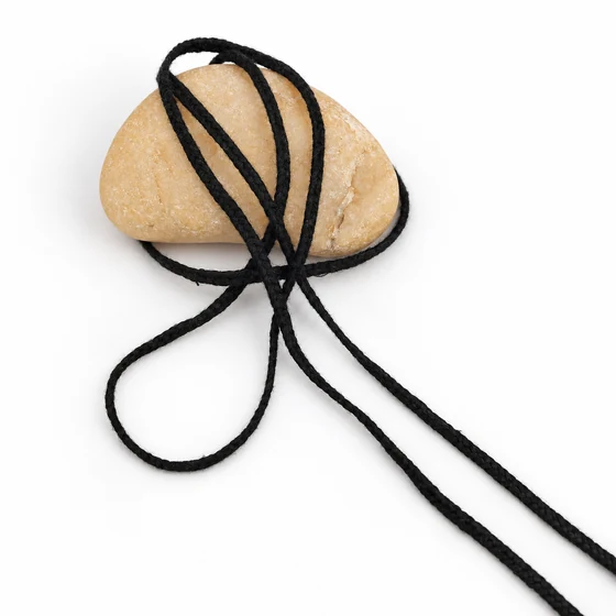 2 mm Black Slim Rounded Choti Braided Trim — Drape detail