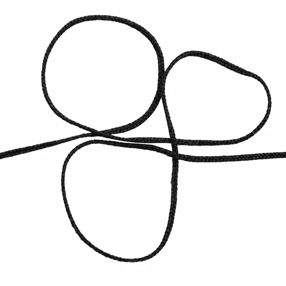2 mm Black Slim Rounded Choti Braided Trim — Loose loops