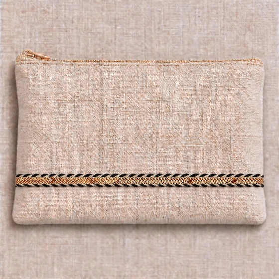 10 mm Black and Gold Metallic Chevron Braid Trim — Pouch border idea