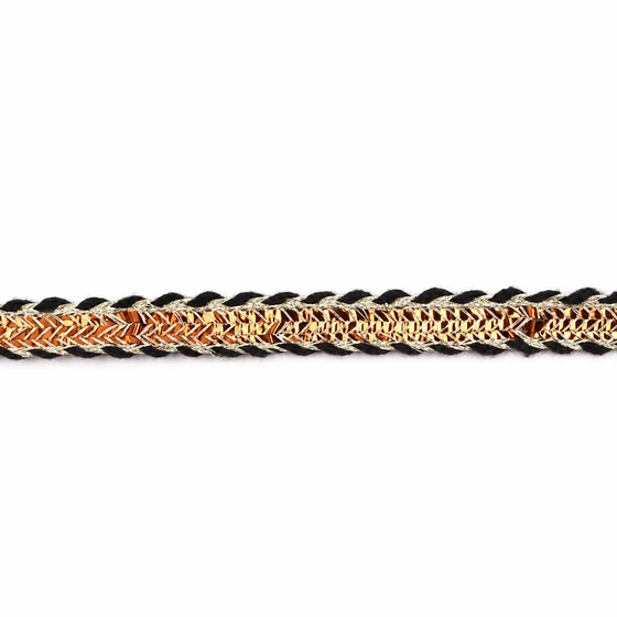 10 mm Black and Gold Metallic Chevron Braid Trim — Straight face
