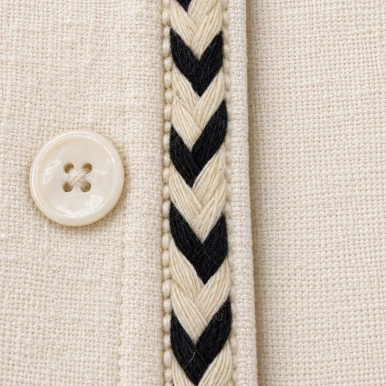 8 mm Black and White Chevron Chunky Choti Braided Trim — Garment edging idea