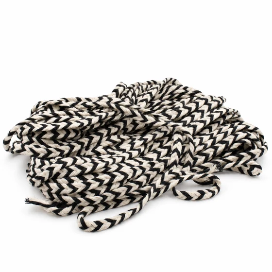 8 mm Black and White Chevron Chunky Choti Braided Trim — Loose layout