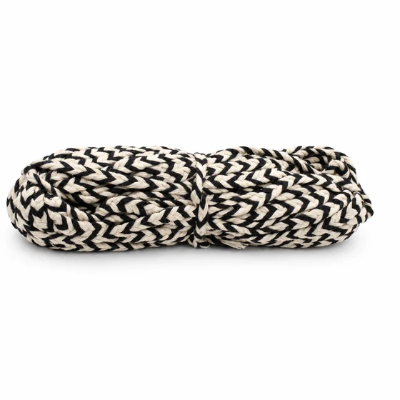 8 mm Black and White Chevron Chunky Choti Braided Trim — Sample hank