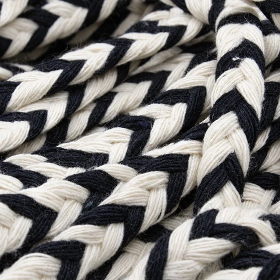 8 mm Black and White Chevron Chunky Choti Braided Trim — Material close-up