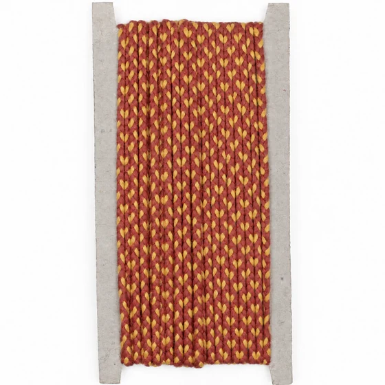 4 mm Brick Red and Yellow Choti Braided Trim — Front view
