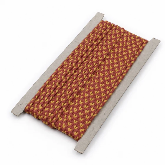 4 mm Brick Red and Yellow Choti Braided Trim — Sample card
