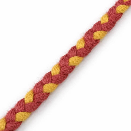 4 mm Brick Red and Yellow Choti Braided Trim — Material close-up