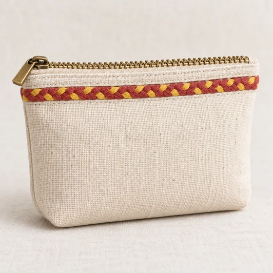 4 mm Brick Red and Yellow Choti Braided Trim — Pouch border idea