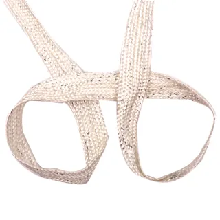 Grey-Beige and Silver Metallic Flat Braid sample, design MT-7DB2DC20, view 2