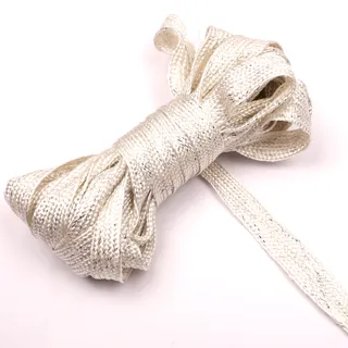 Grey-Beige and Silver Metallic Flat Braid sample, design MT-7DB2DC20, view 3