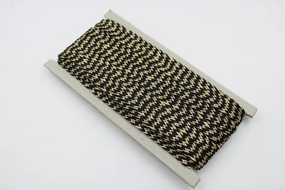 Black and Gold Fine Chevron Braided Trim