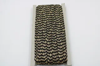 Black and Gold Fine Chevron Braided Trim sample, design MT-703A0783, view 2