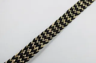Black and Gold Fine Chevron Braided Trim sample, design MT-703A0783, view 4
