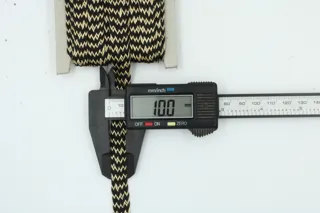 Black and Gold Fine Chevron Braided Trim sample, design MT-703A0783, view 5