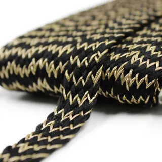 Black and Gold Fine Chevron Braided Trim sample, design MT-703A0783, view 7