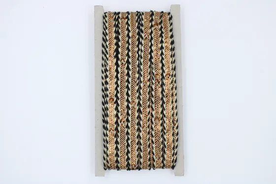 Tan Gold, Black and Cream Khajuri Braided Trim