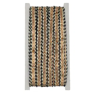 Tan Gold, Black and Cream Khajuri Braided Trim sample, design MT-D51A3698, view 5