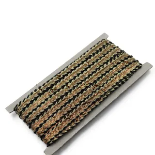 Tan Gold, Black and Cream Khajuri Braided Trim sample, design MT-D51A3698, view 6