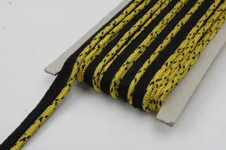 Black and Gold Tone Piping Trim with Braided Edge, 10 mm sample, design MT-7EF0A071, view 4