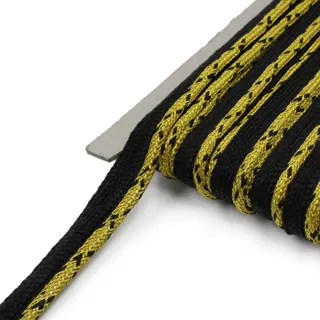 Black and Gold Tone Piping Trim with Braided Edge, 10 mm sample, design MT-7EF0A071, view 8