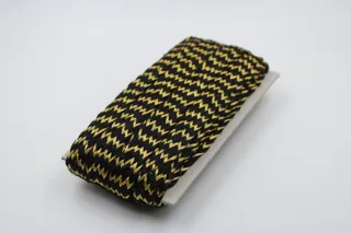 Black and Gold Wide Zigzag Braided Trim sample, design MT-9C61BECE, view 3