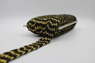 Black and Gold Wide Zigzag Braided Trim sample, design MT-9C61BECE, view 4