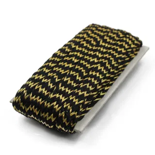 Black and Gold Wide Zigzag Braided Trim sample, design MT-9C61BECE, view 8