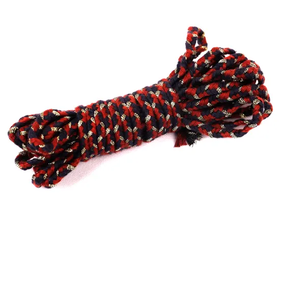 Red and Navy-Black Choti Braid with Gold Flecks