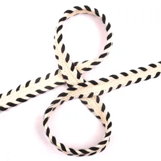 Cream and Black Chevron Flat Braided Trim sample, design MT-C149B751, view 2