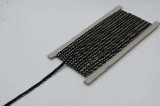 Black and White Narrow Khajuri Braided Trim sample, design MT-0755008F, view 2