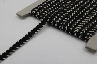 Black and White Narrow Khajuri Braided Trim sample, design MT-0755008F, view 3
