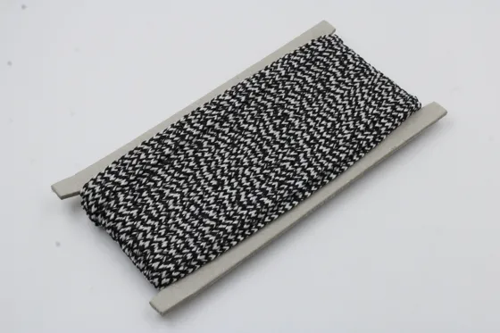 Black and White Braided Cord, Zigzag Pattern