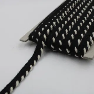 Black and White Piping Trim with Twisted Edge, 10 mm sample, design MT-12EF8779, view 5