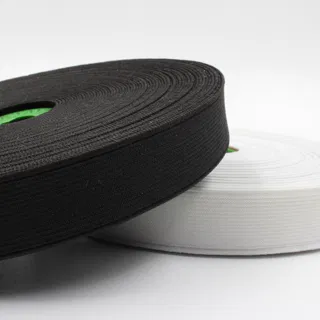 Black and White Woven Elastic, Pair of Rolls sample, design MT-90F780DE, view 2