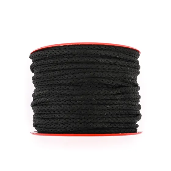 Matte Black Knitted Cord on a Red-Flanged Spool