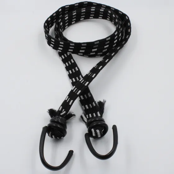 Black and White Flat Bungee Cord, Staggered Dash Blocks